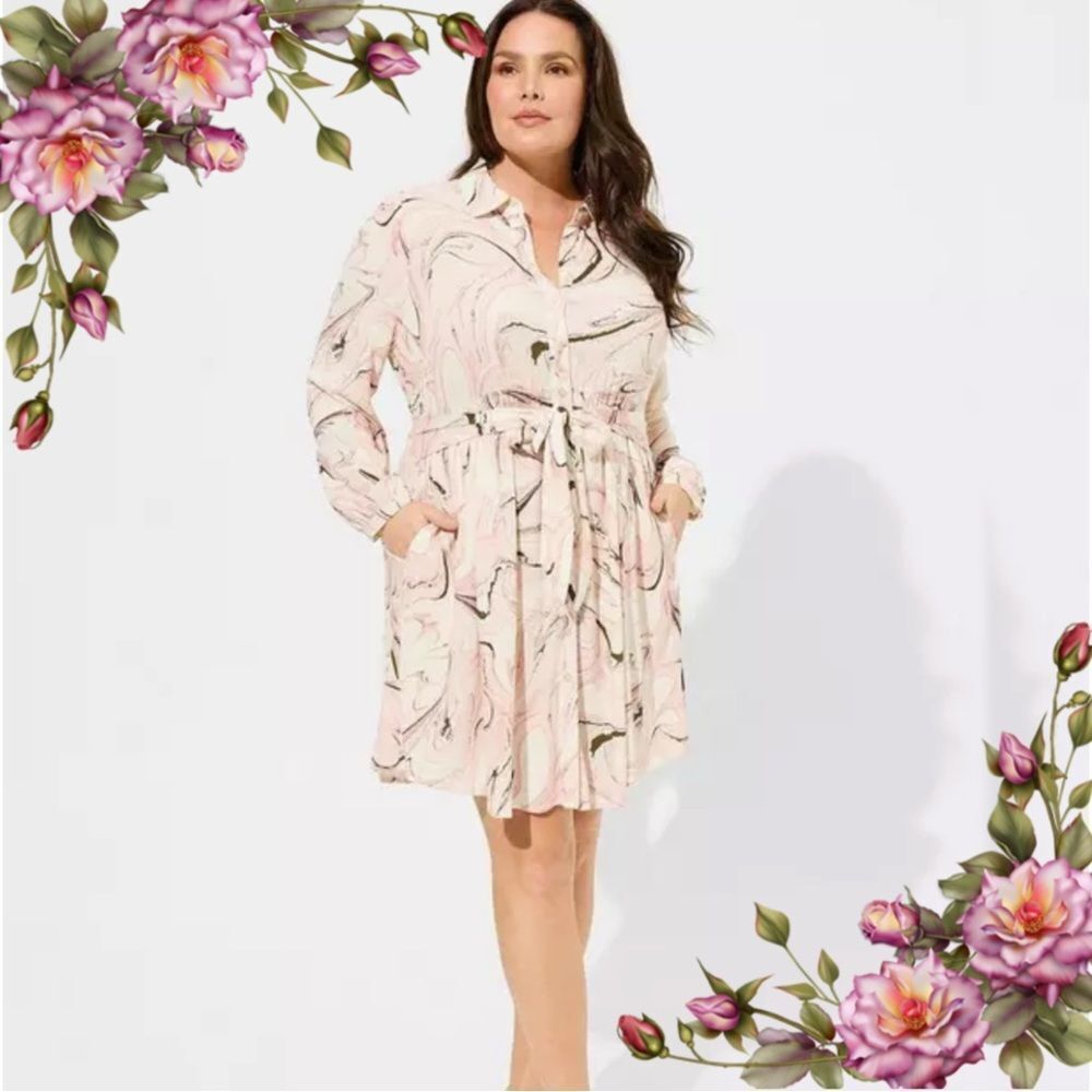 Torrid Mini Rayon Slub Button Down Shirtdress Siz… - image 1